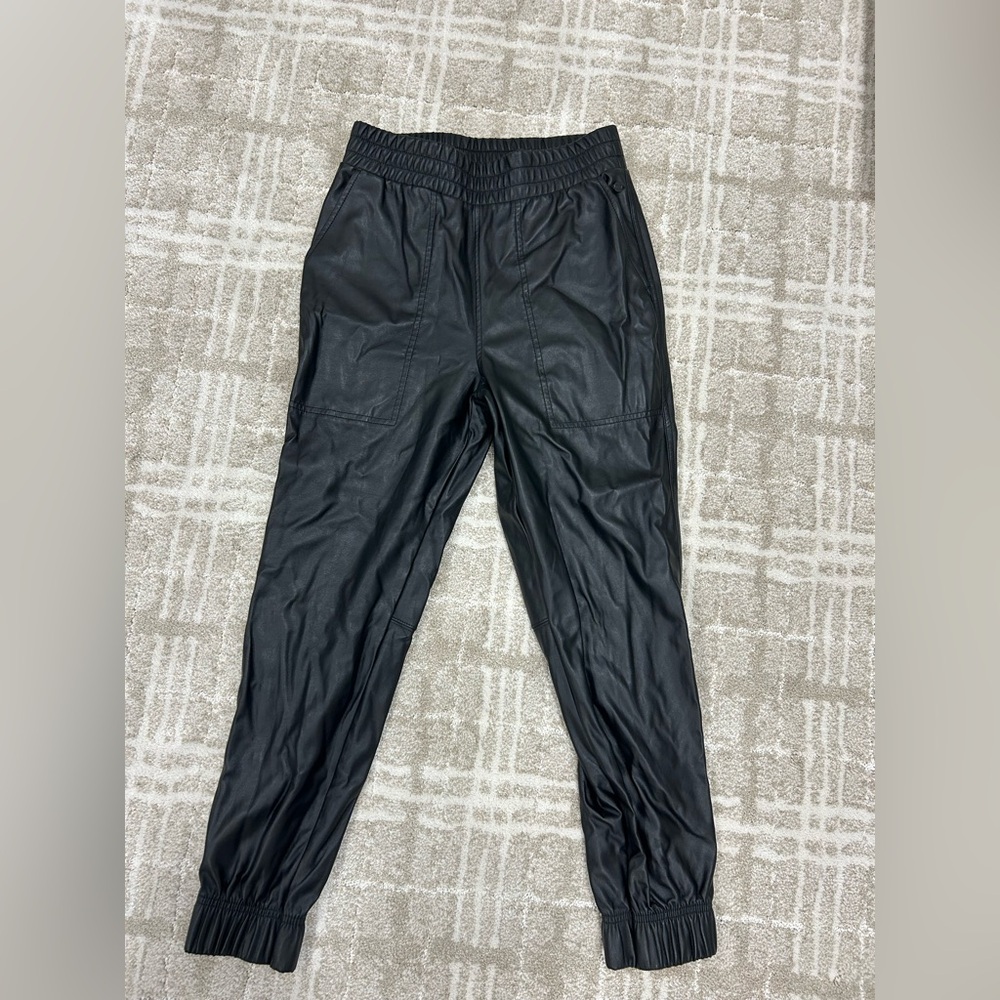 Callia Black leather joggers